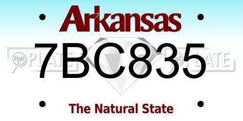 7BC835 Arkansas License Plate