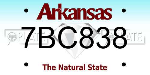 7BC838 Arkansas License Plate