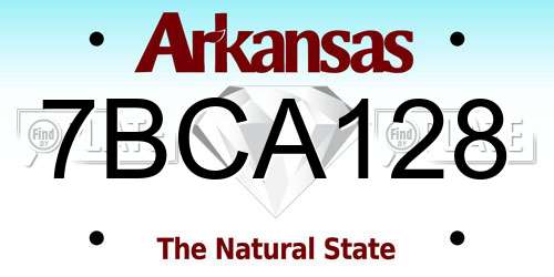 7BCA128 Arkansas License Plate