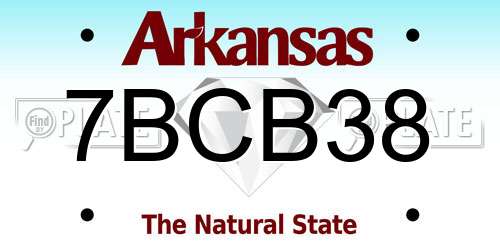 7BCB38 Arkansas License Plate