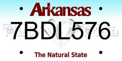 7BDL576 Arkansas License Plate