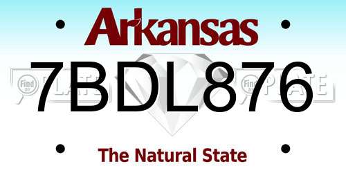 7BDL876 Arkansas License Plate