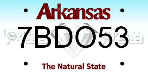 7BDO53 Arkansas License Plate