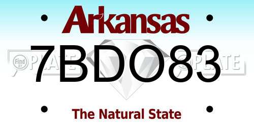 7BDO83 Arkansas License Plate
