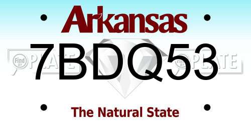 7BDQ53 Arkansas License Plate
