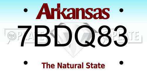 7BDQ83 Arkansas License Plate