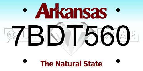 7BDT560 Arkansas License Plate
