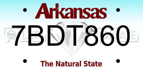 7BDT860 Arkansas License Plate