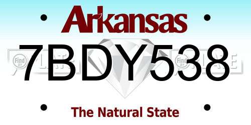 7BDY538 Arkansas License Plate