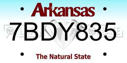 7BDY835 Arkansas License Plate