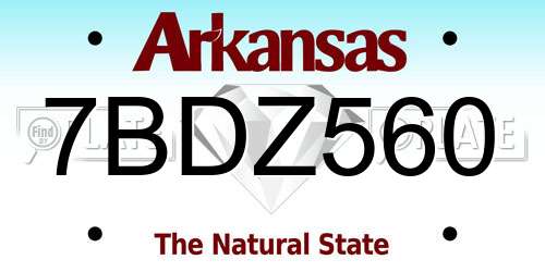 7BDZ560 Arkansas License Plate