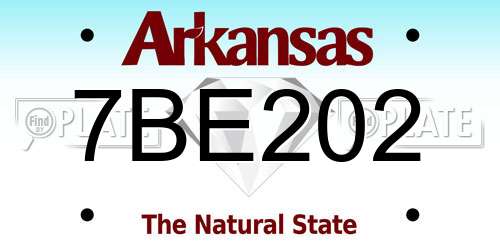 7BE202 Arkansas License Plate