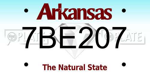 7BE207 Arkansas License Plate