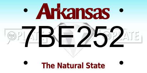7BE252 Arkansas License Plate