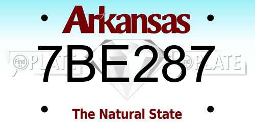 7BE287 Arkansas License Plate