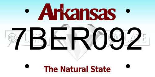 7BER092 Arkansas License Plate