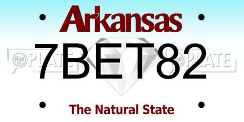 7BET82 Arkansas License Plate