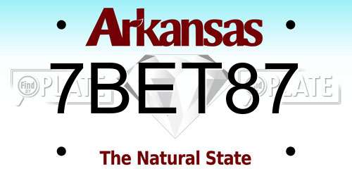 7BET87 Arkansas License Plate