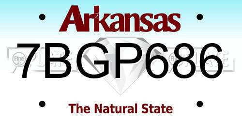 7BGP686 Arkansas License Plate