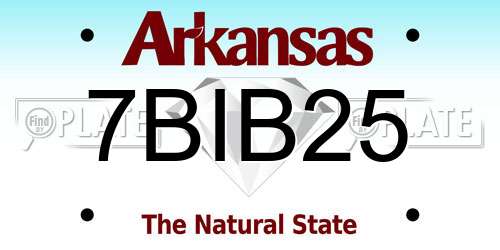 7BIB25 Arkansas License Plate