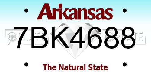 7BK4688 Arkansas License Plate