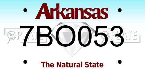 7BO053 Arkansas License Plate