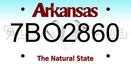 7BO2860 Arkansas License Plate