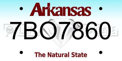 7BO7860 Arkansas License Plate