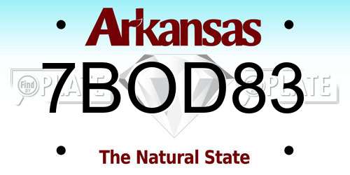 7BOD83 Arkansas License Plate