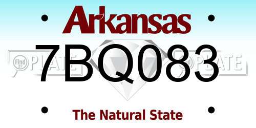 7BQ083 Arkansas License Plate