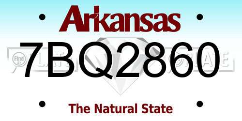 7BQ2860 Arkansas License Plate