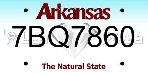 7BQ7860 Arkansas License Plate