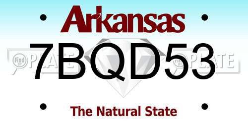 7BQD53 Arkansas License Plate