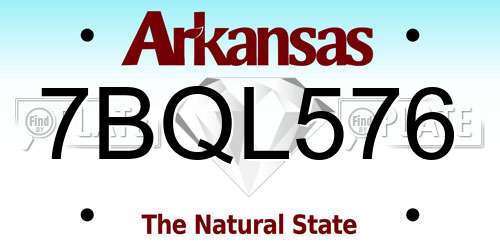7BQL576 Arkansas License Plate
