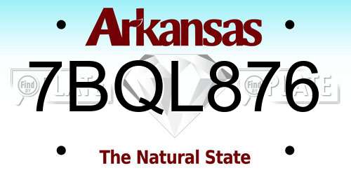 7BQL876 Arkansas License Plate