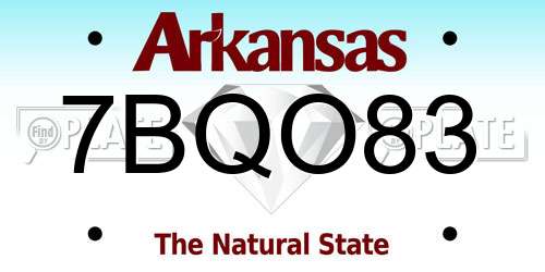 7BQO83 Arkansas License Plate
