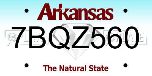 7BQZ560 Arkansas License Plate