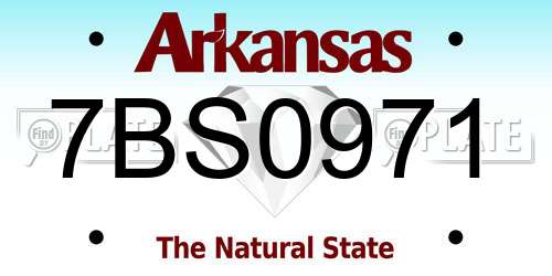 7BS0971 Arkansas License Plate