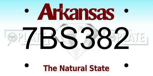 7BS382 Arkansas License Plate