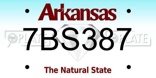 7BS387 Arkansas License Plate