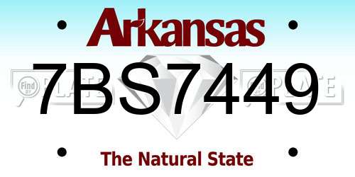 7BS7449 Arkansas License Plate