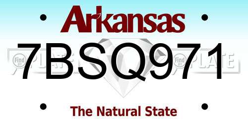 7BSQ971 Arkansas License Plate