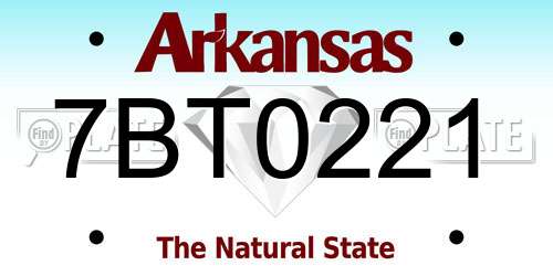 7BT0221 Arkansas License Plate