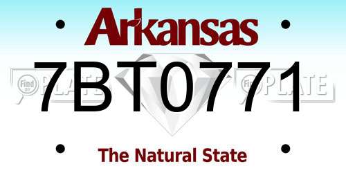 7BT0771 Arkansas License Plate
