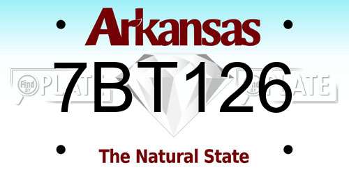 7BT126 Arkansas License Plate
