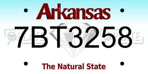 7BT3258 Arkansas License Plate