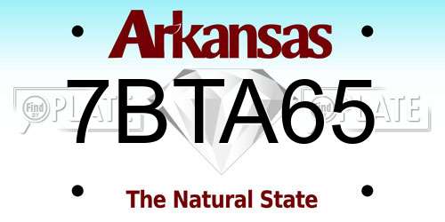 7BTA65 Arkansas License Plate