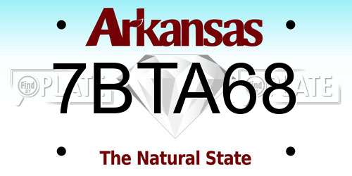 7BTA68 Arkansas License Plate