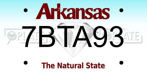 7BTA93 Arkansas License Plate