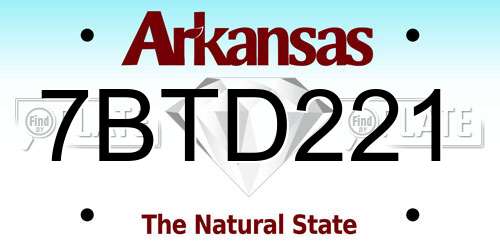 7BTD221 Arkansas License Plate